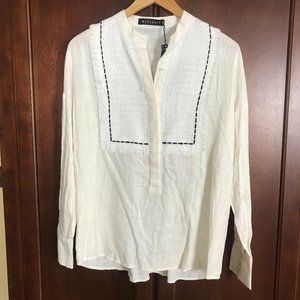 Wephobia Tunic Top Linen Cotton Off White Blouse Long Sleeve Size XS